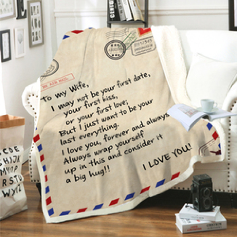 Cheap Sherpa Throw Blanket, Custom Design Love Letter Blanket/