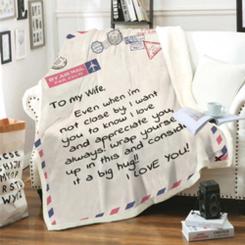 Cheap Sherpa Throw Blanket, Custom Design Love Letter Blanket/