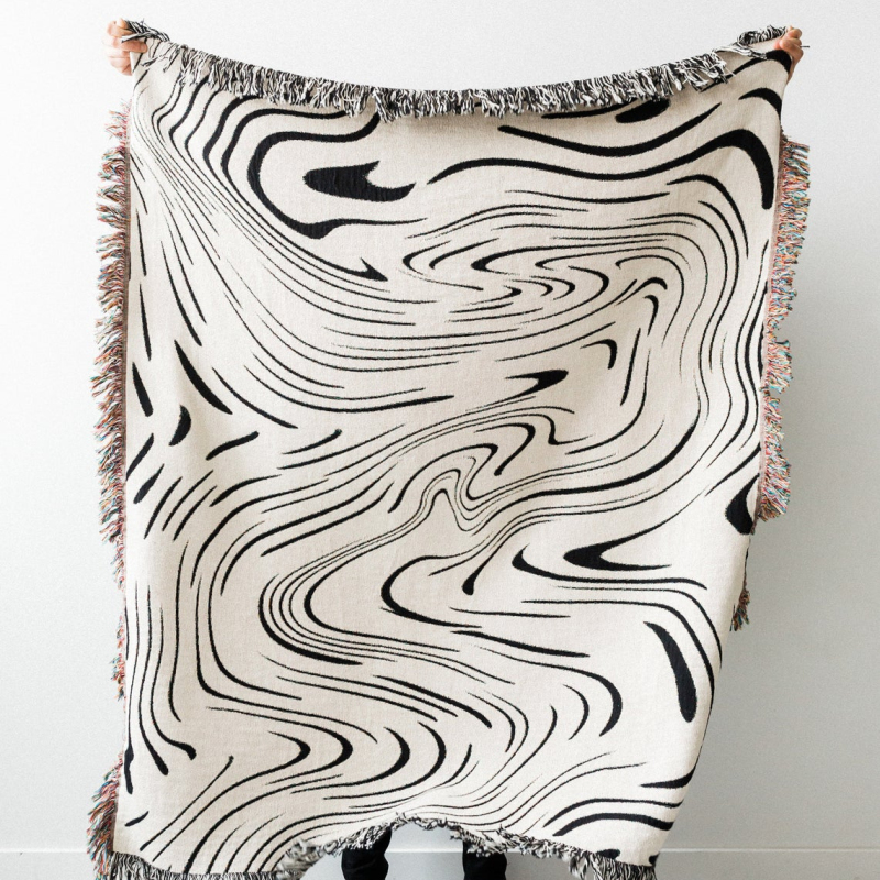 Casual Blankets Black Carpet Decoration Wave Carpet Sofa Leisure Single Tapestry Sofa  Throw Blankets /