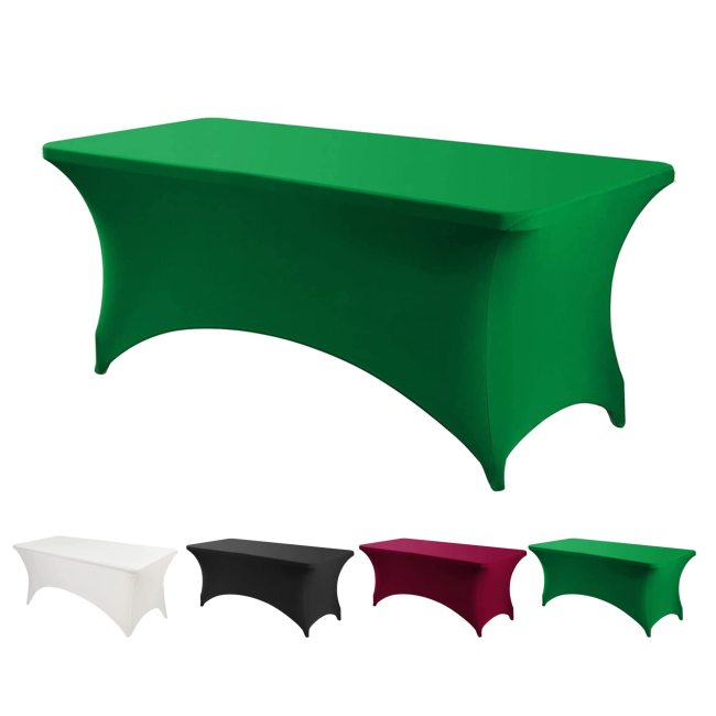 4/ 6/8/10 ft Stretch Rectangle Table Cover Spandex Table Cloth Wedding Cocktail Banquet Party wrinkle free tablecloth Hotel Home