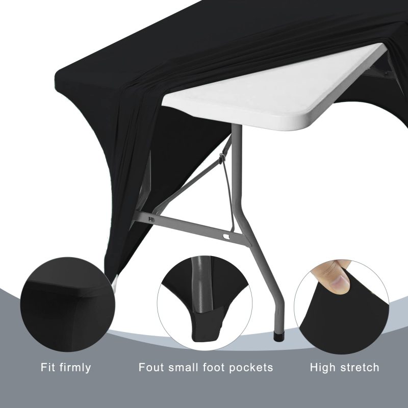 4/ 6/8/10 ft Stretch Rectangle Table Cover Spandex Table Cloth Wedding Cocktail Banquet Party wrinkle free tablecloth Hotel Home