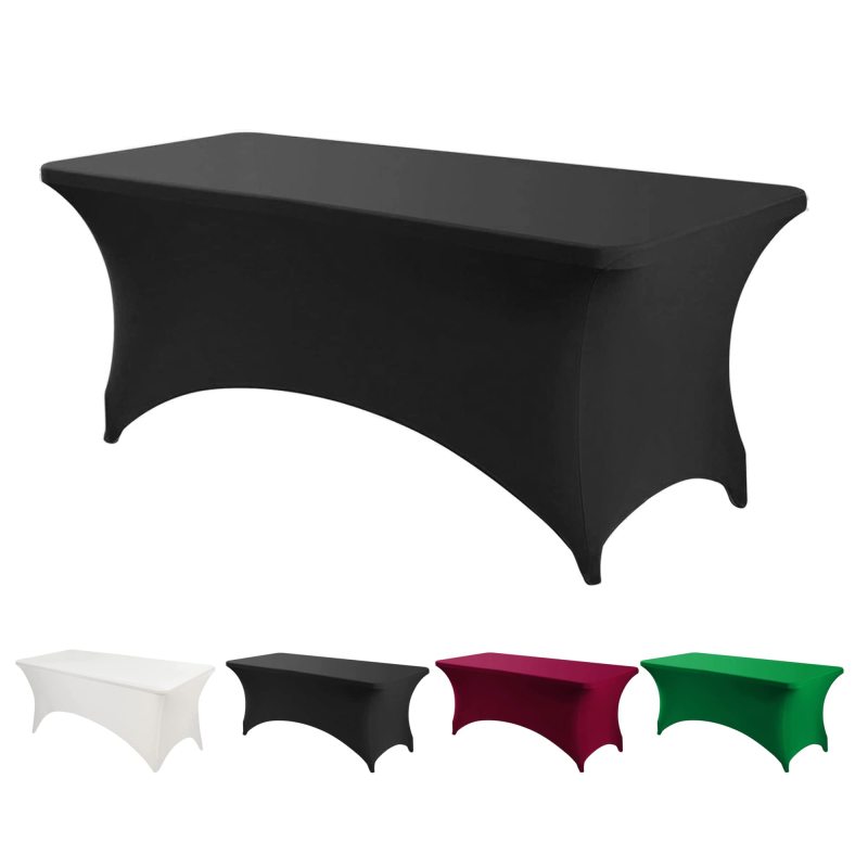4/ 6/8/10 ft Stretch Rectangle Table Cover Spandex Table Cloth Wedding Cocktail Banquet Party wrinkle free tablecloth Hotel Home