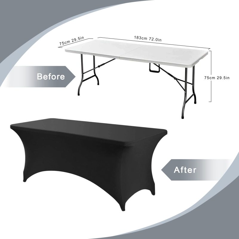 4/ 6/8/10 ft Stretch Rectangle Table Cover Spandex Table Cloth Wedding Cocktail Banquet Party wrinkle free tablecloth Hotel Home