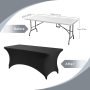 4/ 6/8/10 ft Stretch Rectangle Table Cover Spandex Table Cloth Wedding Cocktail Banquet Party wrinkle free tablecloth Hotel Home