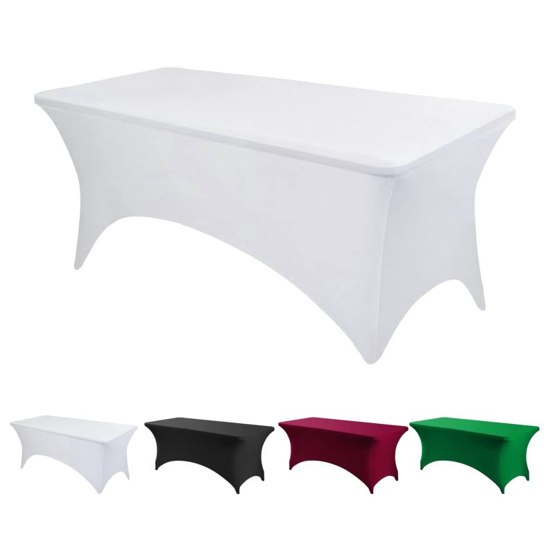 4/ 6/8/10 ft Stretch Rectangle Table Cover Spandex Table Cloth Wedding Cocktail Banquet Party wrinkle free tablecloth Hotel Home