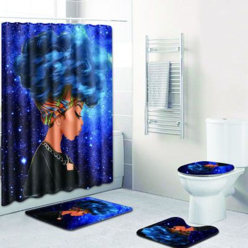 African American Products Sell Black Girl Magic 3D Shower Curtain Set, High Quality Africa Bath Shower Curtain Set/