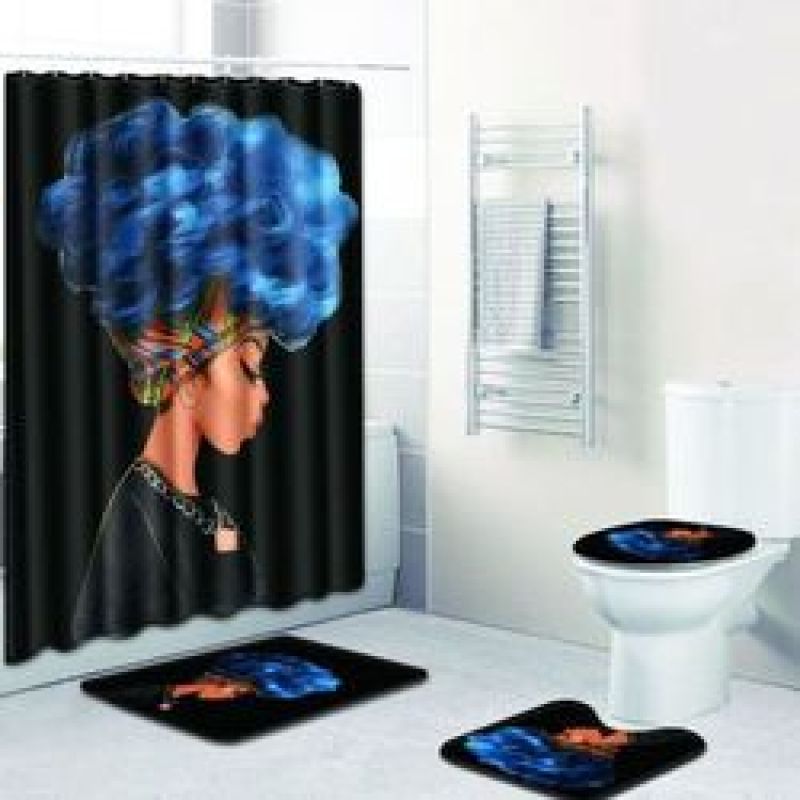 African American Products Sell Black Girl Magic 3D Shower Curtain Set, High Quality Africa Bath Shower Curtain Set/