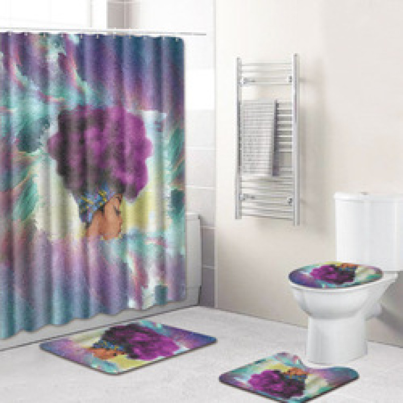 African American Products Sell Black Girl Magic 3D Shower Curtain Set, High Quality Africa Bath Shower Curtain Set/