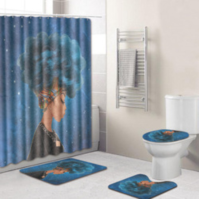 African American Products Sell Black Girl Magic 3D Shower Curtain Set, High Quality Africa Bath Shower Curtain Set/
