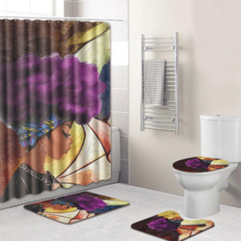 African American Products Sell Black Girl Magic 3D Shower Curtain Set, High Quality Africa Bath Shower Curtain Set/