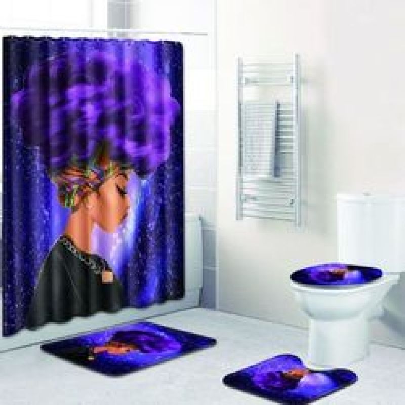 African American Products Sell Black Girl Magic 3D Shower Curtain Set, High Quality Africa Bath Shower Curtain Set/