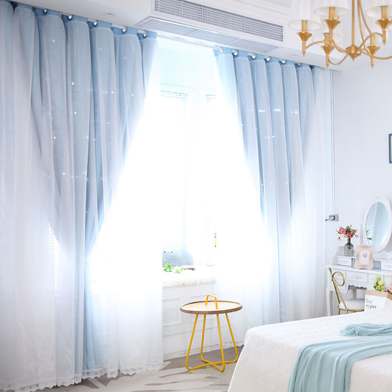 Star Laser Cutting Hollow Cut Out Shaped Polyester Blackout Living Room Curtain,Luxury Beautiful Window Curtain Blackout Piece /