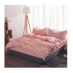 Wholesale Comforter Bedding Set, White And Rose Red Plaid Bedding Sets Home/