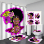 Custom African Women Girl Print Design 100%Polyester Bathroom Waterproof Fabric Shower Curtain, Sexy Shower Curtain Set/
