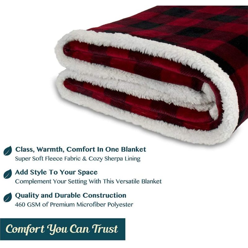 Soft Winter Blanket Christmas Gift, Sherpa Flannel Double Layer Fluffy Blanket#