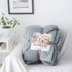 Wholesale Thick Double-layer Flannel Solid Throw Blanket, European Sherpa Blanket/