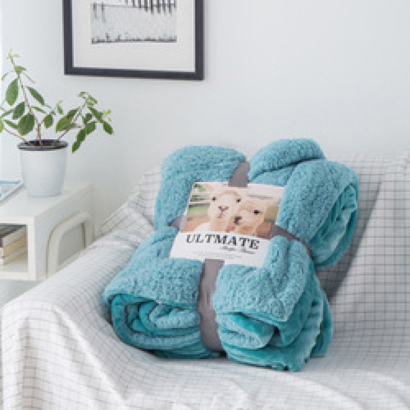 Wholesale Thick Double-layer Flannel Solid Throw Blanket, European Sherpa Blanket/