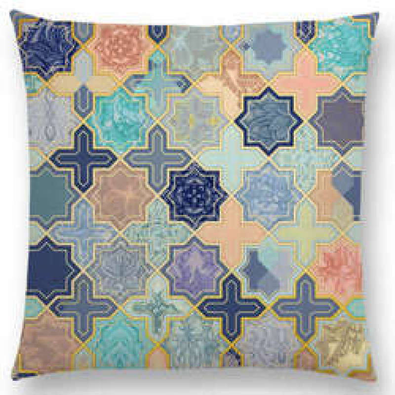 Moroccan Lattice Mosaic Hexagon Stars Flowers Pretty Cushion Cover Pillow Case,Customis Cushion Cover Pillow/
