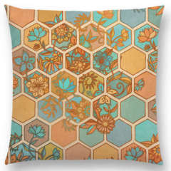 Moroccan Lattice Mosaic Hexagon Stars Flowers Pretty Cushion Cover Pillow Case,Customis Cushion Cover Pillow/