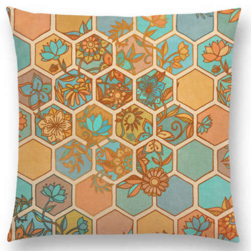 Moroccan Lattice Mosaic Hexagon Stars Flowers Pretty Cushion Cover Pillow Case,Customis Cushion Cover Pillow/