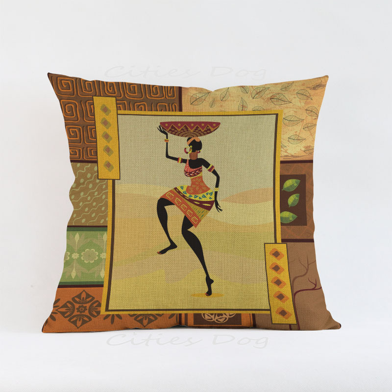 Custom Sofa Waterproof Fabric Outdoor Cushion Cover, African Women Pillows/