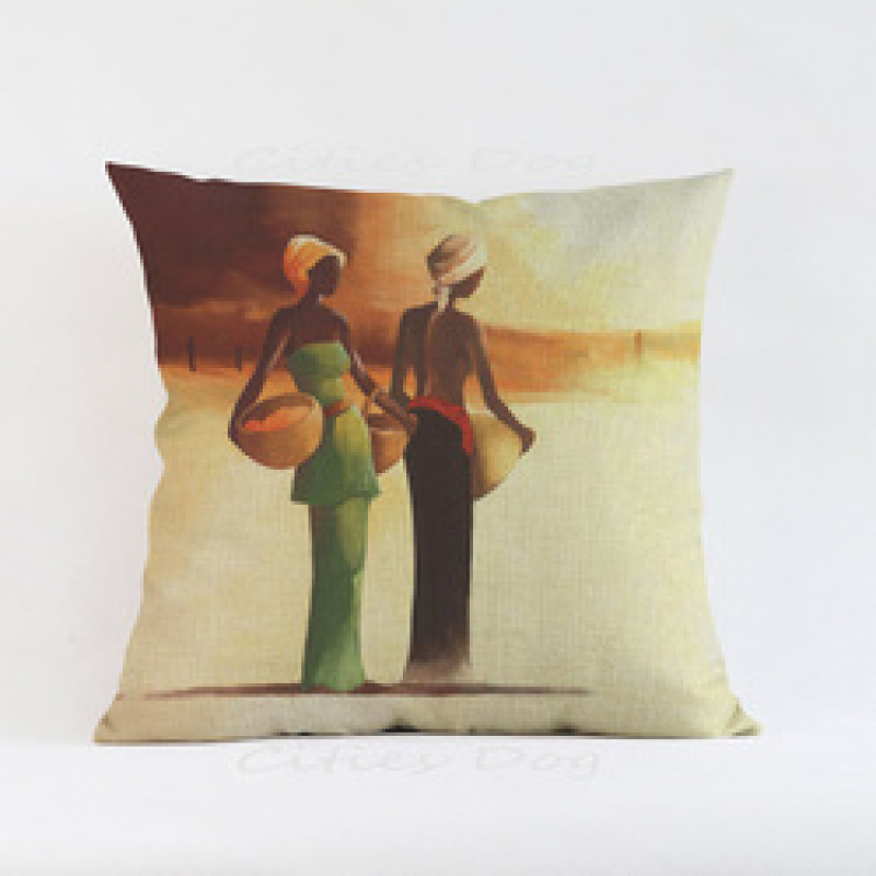 Custom Sofa Waterproof Fabric Outdoor Cushion Cover, African Women Pillows/