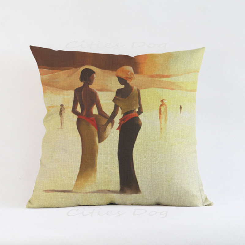 Custom Sofa Waterproof Fabric Outdoor Cushion Cover, African Women Pillows/