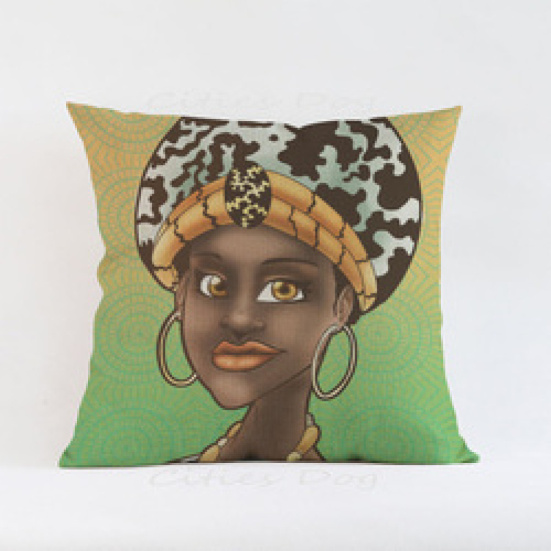 Custom Sofa Waterproof Fabric Outdoor Cushion Cover, African Women Pillows/