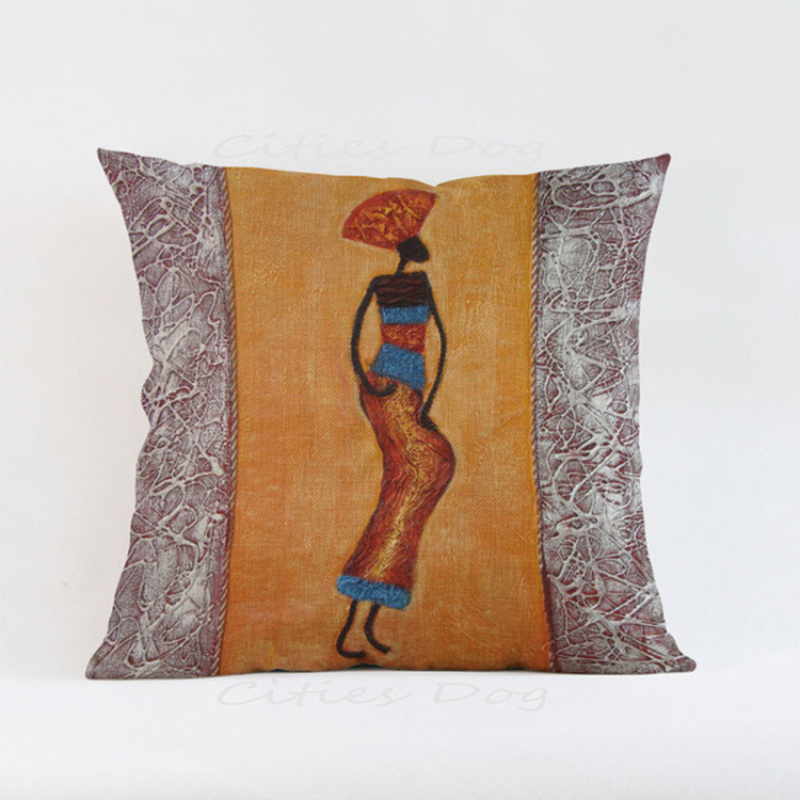 Custom Sofa Waterproof Fabric Outdoor Cushion Cover, African Women Pillows/