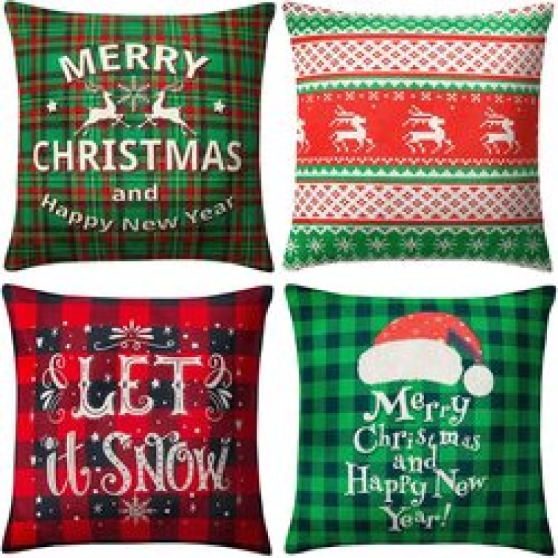 New Year 2022 Decor Linen Christmas Pillowcase Merry Christmas Decorations for Home Pillowcases/