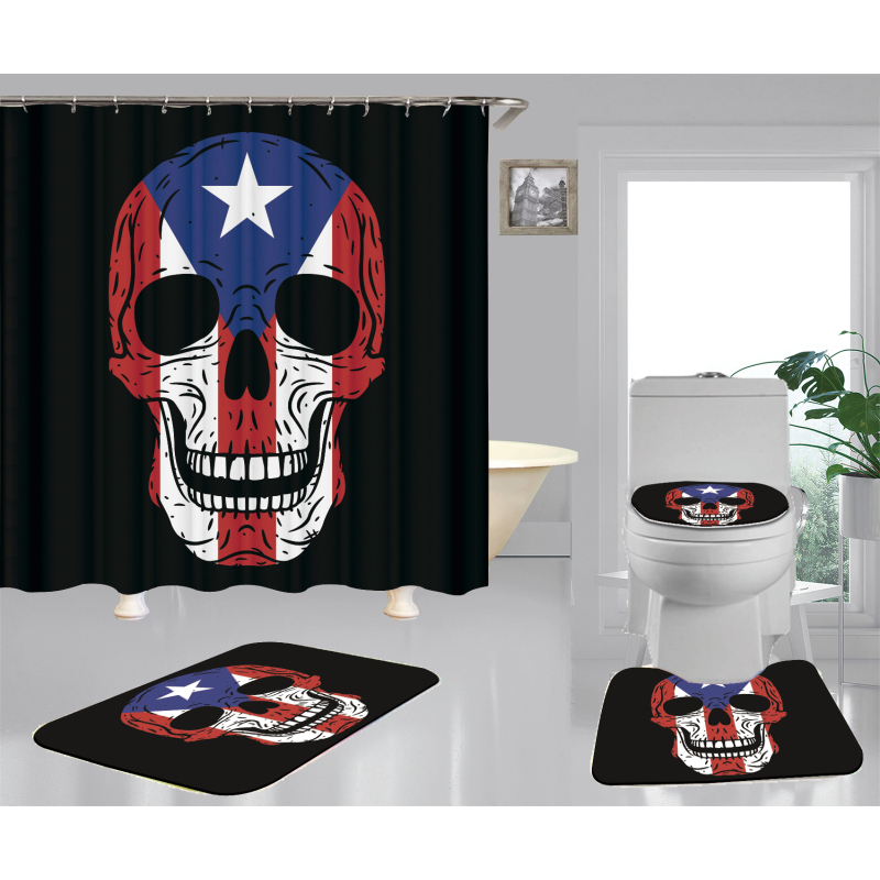 Rideau de douche moderne en gros, ensemble de rideau de douche drapeau Porto Rico bon marché #