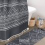 Printing Waffle Weave Shower Curtains,  OEM Factory Wholesale Shower Curtains with Tassel$