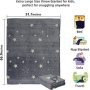 2022 Soft Fleece with Star Moon Pattern Glow in the Dark Throw luminous Blanket for Kids Fits All Seasons Gray