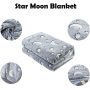 2022 Soft Fleece with Star Moon Pattern Glow in the Dark Throw luminous Blanket for Kids Fits All Seasons Gray