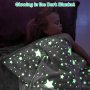 2022 Soft Fleece with Star Moon Pattern Glow in the Dark Throw luminous Blanket for Kids Fits All Seasons Gray