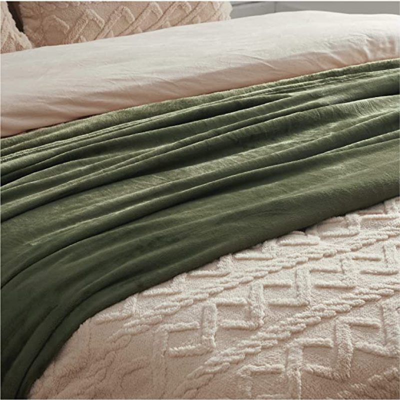 olive-green Cashmere Throw Blankets Super Soft Thicken Flannel Fleece Bed Linens Velvet Sheet King Blankets On sofa