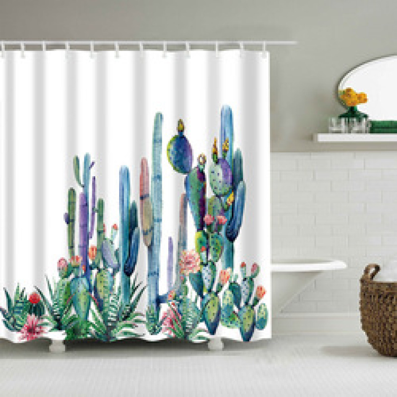 Customized size polyester Mildew-Proof Shower Curtain  Retro Door Spring Garden Wall Decor Cloth Bathroom Waterproof Curtains