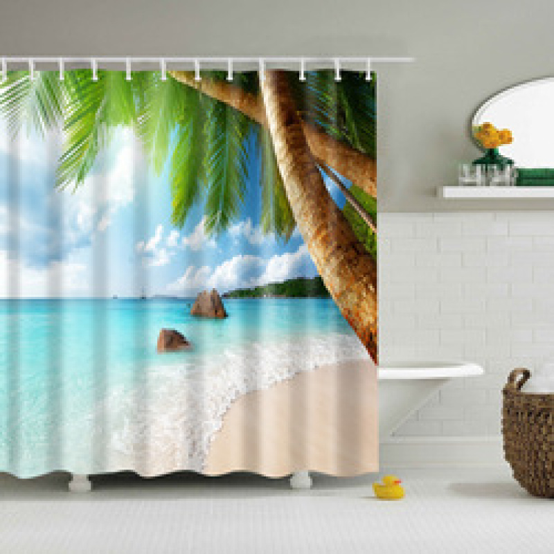 Customized size polyester Mildew-Proof Shower Curtain  Retro Door Spring Garden Wall Decor Cloth Bathroom Waterproof Curtains
