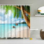 Customized size polyester Mildew-Proof Shower Curtain  Retro Door Spring Garden Wall Decor Cloth Bathroom Waterproof Curtains