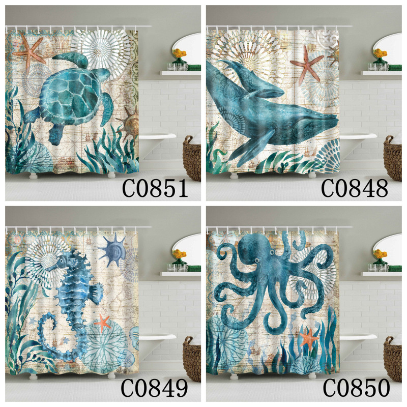 Customized size polyester Mildew-Proof Shower Curtain  Retro Door Spring Garden Wall Decor Cloth Bathroom Waterproof Curtains