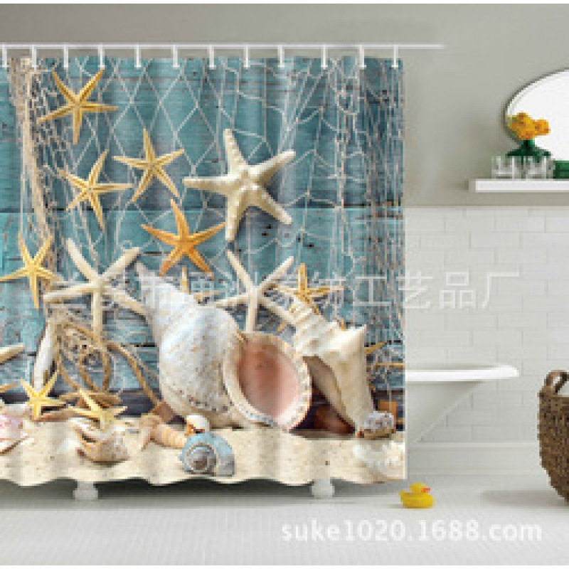 Customized size polyester Mildew-Proof Shower Curtain  Retro Door Spring Garden Wall Decor Cloth Bathroom Waterproof Curtains