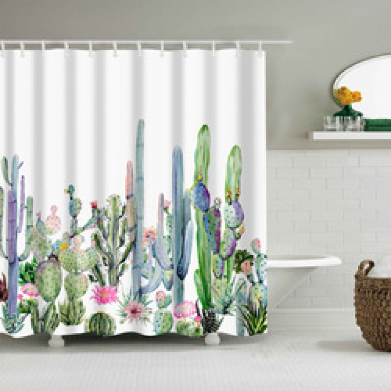 Customized size polyester Mildew-Proof Shower Curtain  Retro Door Spring Garden Wall Decor Cloth Bathroom Waterproof Curtains