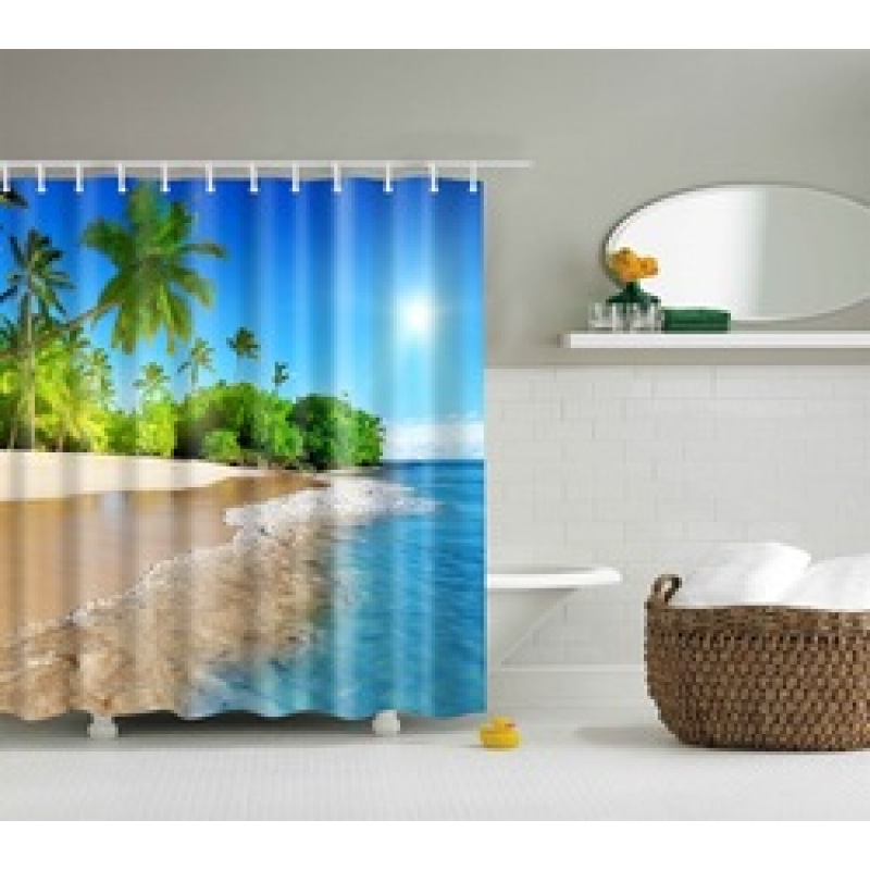 Customized size polyester Mildew-Proof Shower Curtain  Retro Door Spring Garden Wall Decor Cloth Bathroom Waterproof Curtains