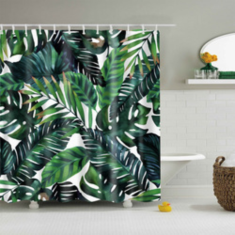 Customized size polyester Mildew-Proof Shower Curtain  Retro Door Spring Garden Wall Decor Cloth Bathroom Waterproof Curtains