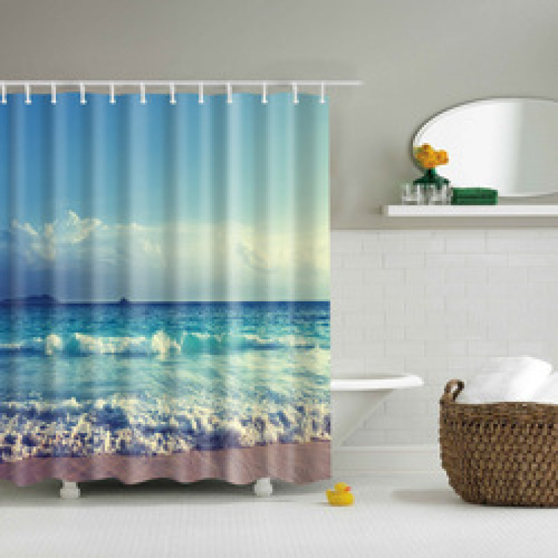 Customized size polyester Mildew-Proof Shower Curtain  Retro Door Spring Garden Wall Decor Cloth Bathroom Waterproof Curtains
