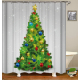Inexpensive with seamless Christmas truck shower curtain, Popular printing polyester Christmas shower curtain