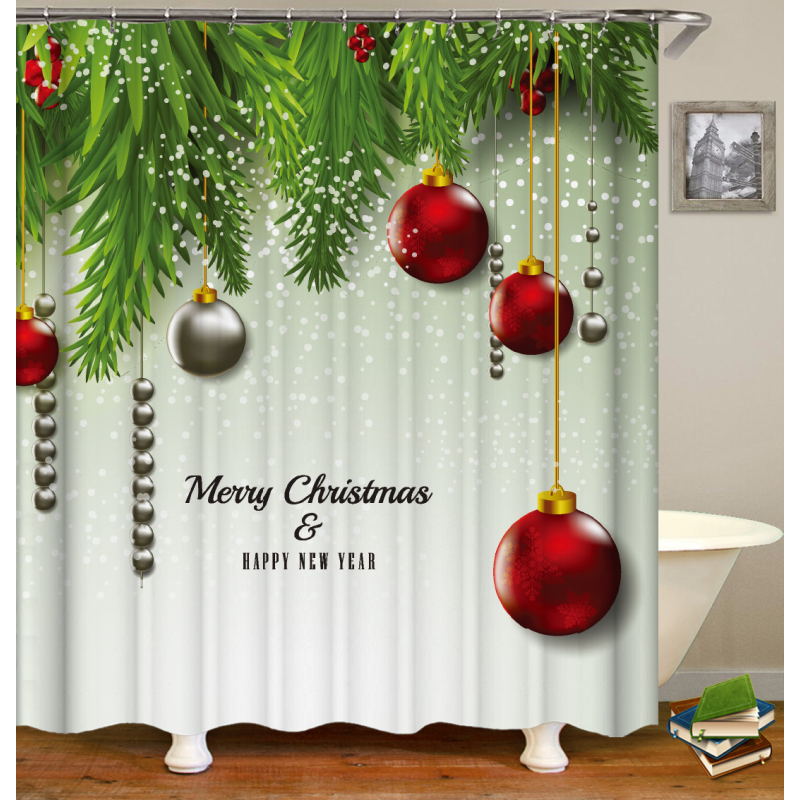 Inexpensive with seamless Christmas truck shower curtain, Popular printing polyester Christmas shower curtain