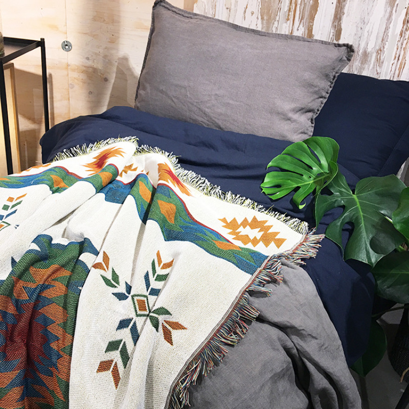 Tribal Blanket Tapestry Throws Cotton, Geometric Blanket Foreign Trade/