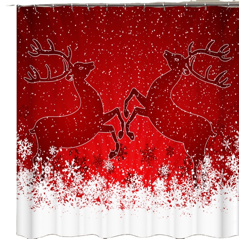 drop shipping Merry Christmas Fabric Shower Curtain with 12 Hooks Santa Claus Bathroom Curtains #