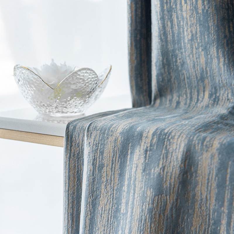 Custom Super Soft Blue Velvet Sunblock Curtains, Home Decor Curtains For The Living Room European Embossed Cortinas/